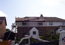 Roof repair in progress