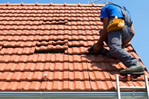 tile roof being replaced
